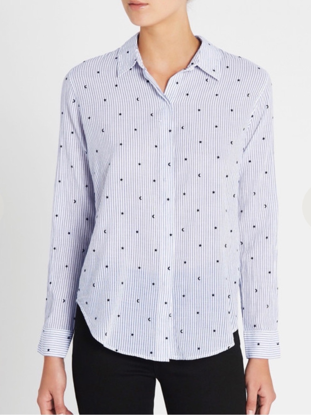 Rails Taylor Flocked Moons & Stars Striped Button Front Shirt Size S